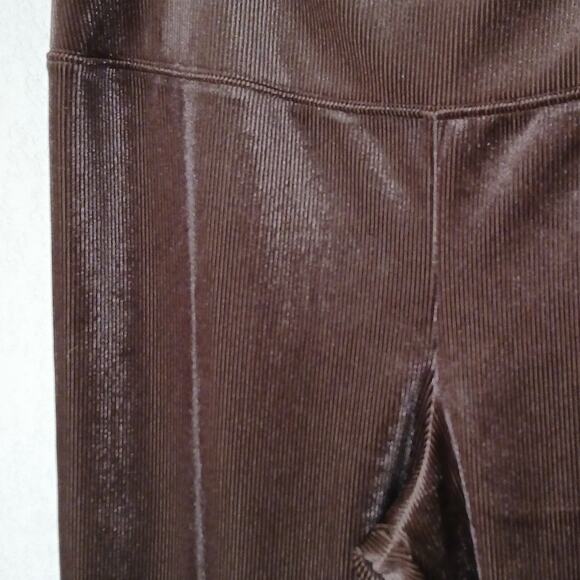 T Tahari brown ribbed pull on velvet pants size large - Picture 5 of 6